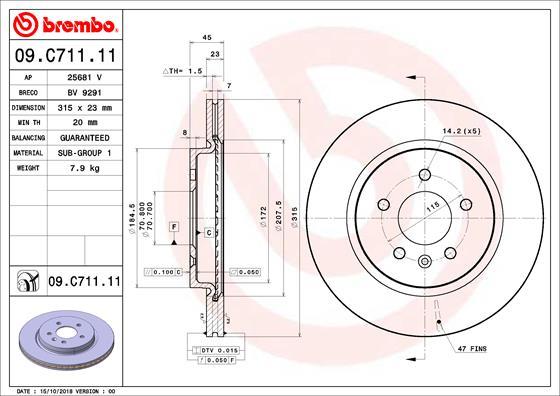 Brembo 09.C711.11 - Гальмівний диск avtolavka.club