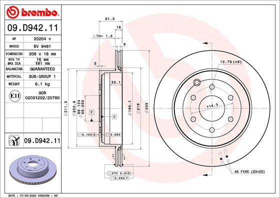 Brembo 09.D942.11 - Гальмівний диск avtolavka.club