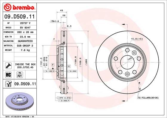 Brembo 09.D509.11 - Гальмівний диск avtolavka.club