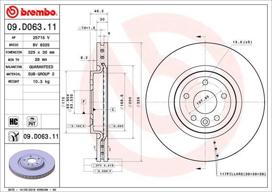 Brembo 09.D063.11 - Гальмівний диск avtolavka.club