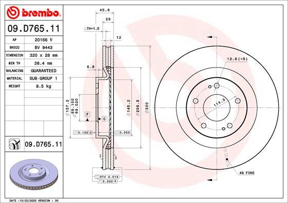 Brembo 09.D765.11 - Гальмівний диск avtolavka.club