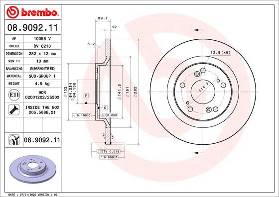 Brembo 08.9092.11 - Гальмівний диск avtolavka.club