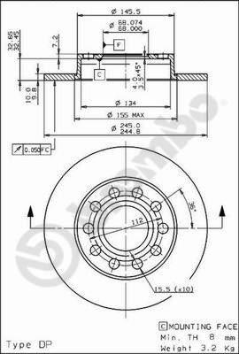 Brembo 08.9136.11 - Гальмівний диск avtolavka.club