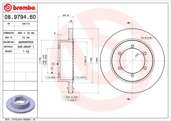 Brembo 08.9794.60 - Гальмівний диск avtolavka.club