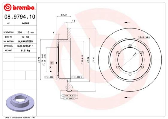 Brembo 08.9794.10 - Гальмівний диск avtolavka.club