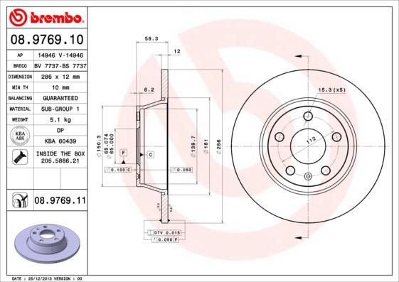 Brembo 08.9769.10 - Гальмівний диск avtolavka.club