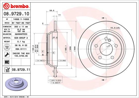 Brembo 08.9729.11 - Гальмівний диск avtolavka.club