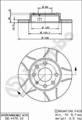 Brembo 08.4475.75 - Гальмівний диск avtolavka.club