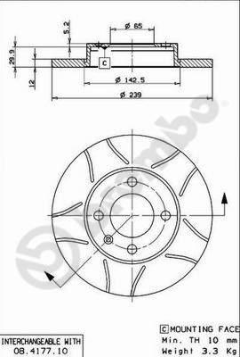 Brembo 08.4177.75 - Гальмівний диск avtolavka.club