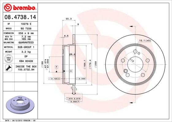 Brembo 08.4738.14 - Гальмівний диск avtolavka.club