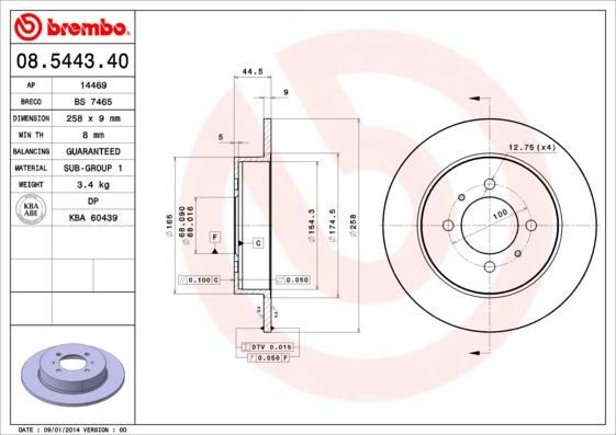 Brembo 08.5443.40 - Гальмівний диск avtolavka.club