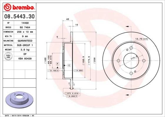 Brembo 08.5443.30 - Гальмівний диск avtolavka.club