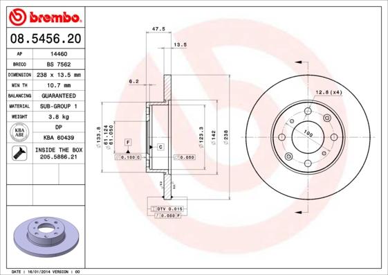 Brembo 08.5456.20 - Гальмівний диск avtolavka.club