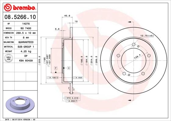 Brembo 08.5266.10 - Гальмівний диск avtolavka.club