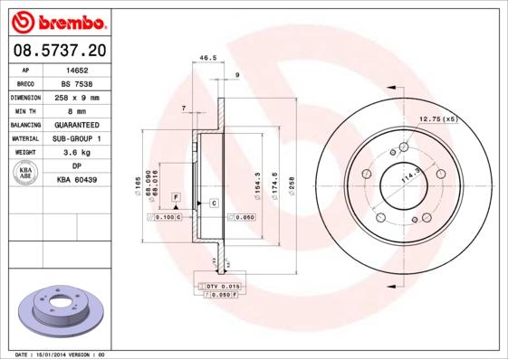 Brembo 08.5737.20 - Гальмівний диск avtolavka.club