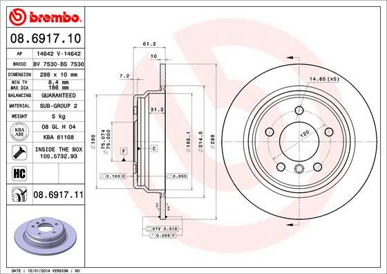 Brembo 08.6917.11 - Гальмівний диск avtolavka.club