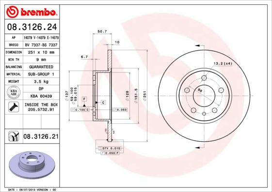 Brembo 08.3126.24 - Гальмівний диск avtolavka.club