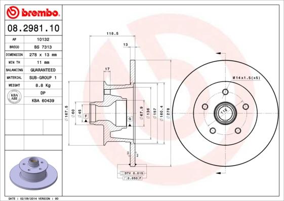 Brembo 08.2981.10 - Гальмівний диск avtolavka.club