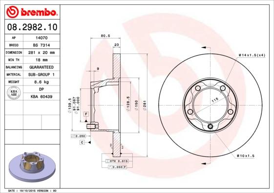 Brembo 08.2982.10 - Гальмівний диск avtolavka.club