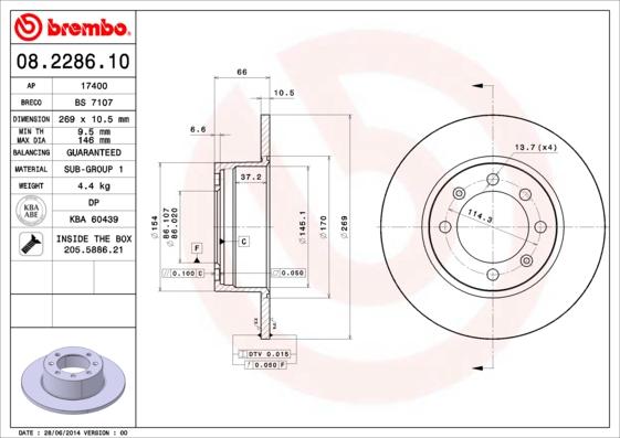 Brembo 08.2286.10 - Гальмівний диск avtolavka.club