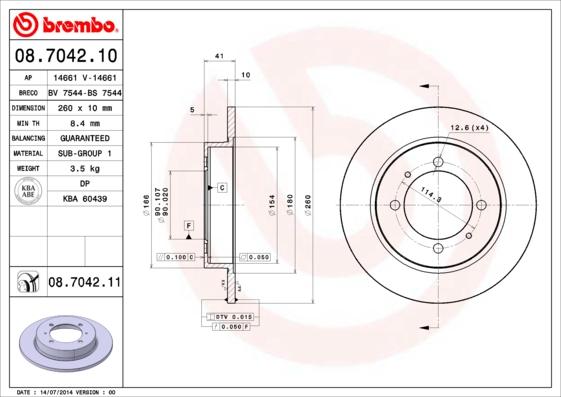 Brembo 08.7042.11 - Гальмівний диск avtolavka.club