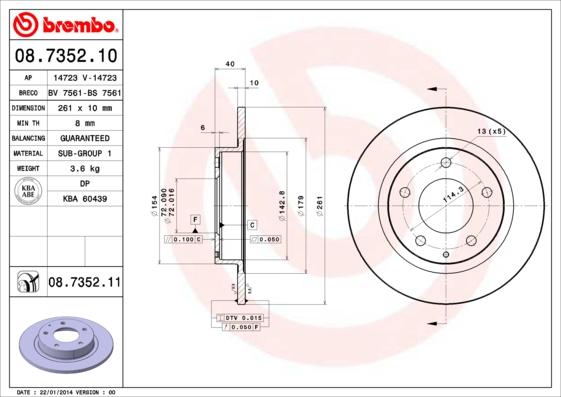 Brembo 08.7352.11 - Гальмівний диск avtolavka.club