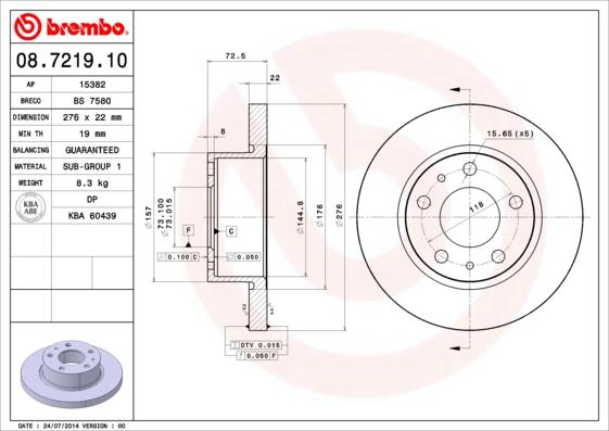 Brembo 08.7219.10 - Гальмівний диск avtolavka.club