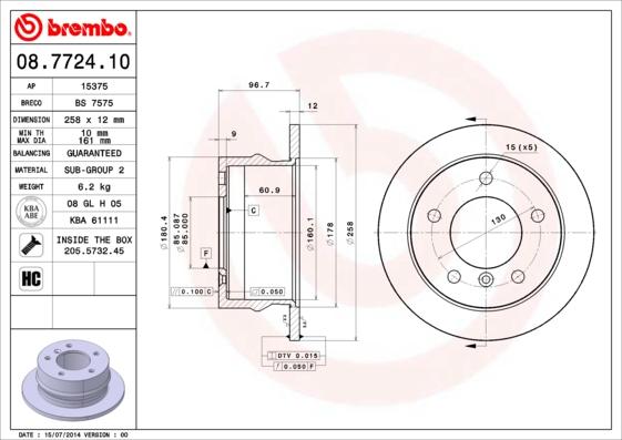 Brembo 08.7724.10 - Гальмівний диск avtolavka.club