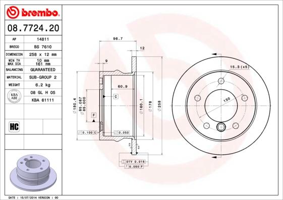 Brembo 08.7724.20 - Гальмівний диск avtolavka.club