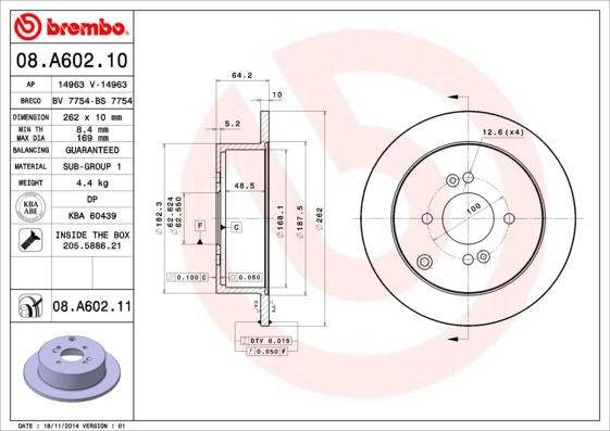 Brembo 08.A602.11 - Гальмівний диск avtolavka.club