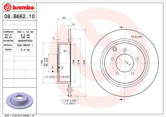 Brembo 08.B662.11 - Гальмівний диск avtolavka.club