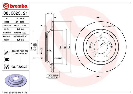 Brembo 08.C823.21 - Гальмівний диск avtolavka.club