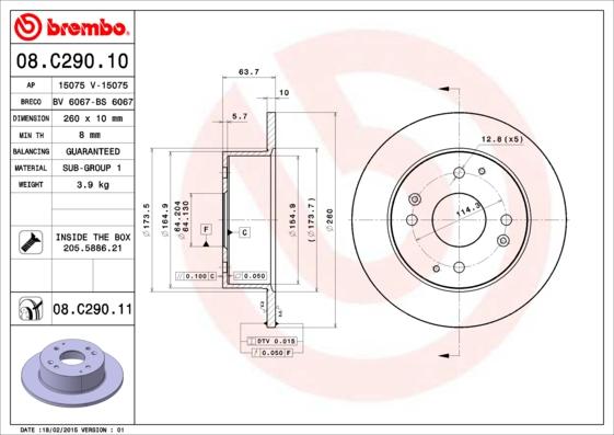 Brembo 08.C290.10 - Гальмівний диск avtolavka.club