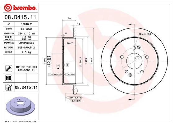 Brembo 08.D415.11 - Гальмівний диск avtolavka.club