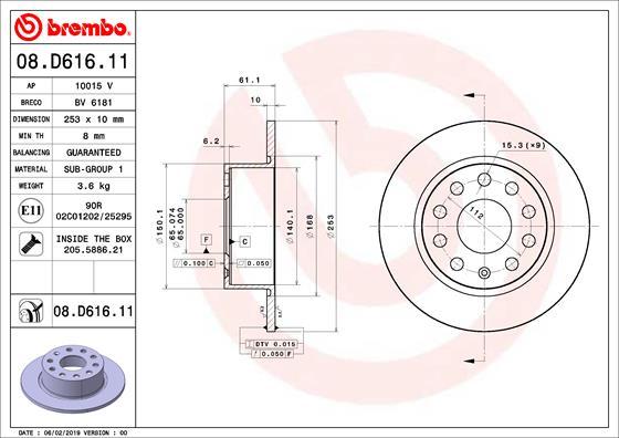 Brembo 08.D616.11 - Гальмівний диск avtolavka.club