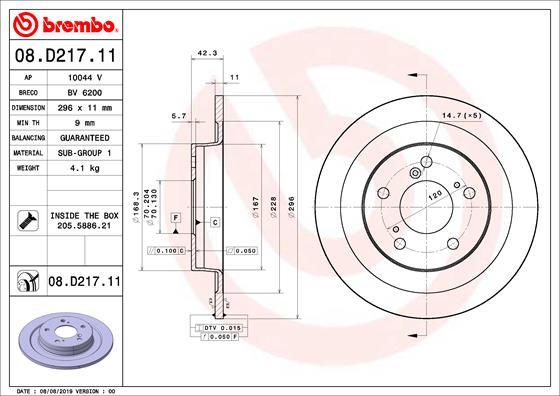 Brembo 08.D217.11 - Гальмівний диск avtolavka.club