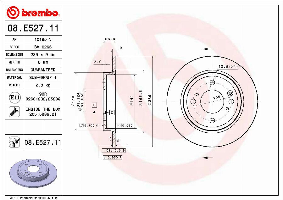 Brembo 09.E528.11 - Гальмівний диск avtolavka.club