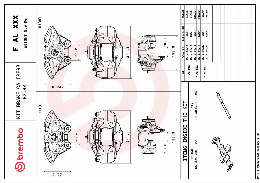 Brembo F AL D52 - Комплект корпусу скоби гальма avtolavka.club