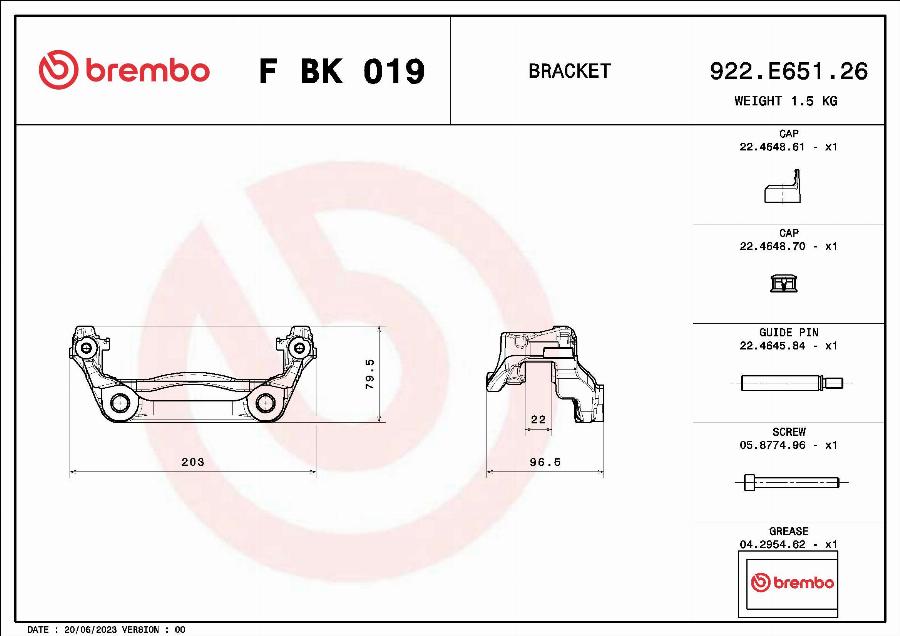 Brembo F BK 019 - Комплект підтримки корпусу скоби гальма avtolavka.club