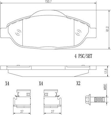 Brembo P61101N - Гальмівні колодки, дискові гальма avtolavka.club