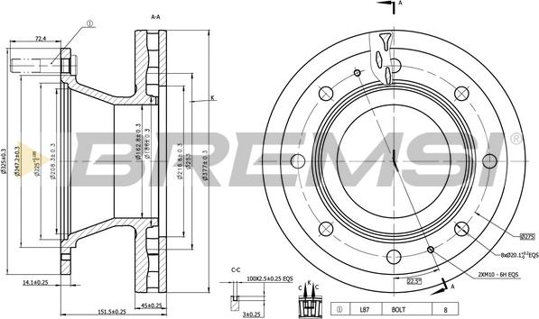 Bremsi CD5307V - Гальмівний диск avtolavka.club