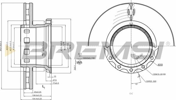 Bremsi CD5318V - Гальмівний диск avtolavka.club