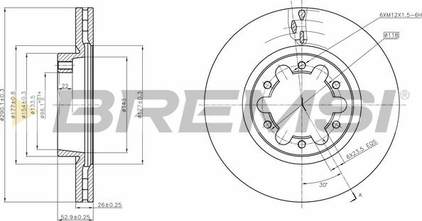 Bremsi CD5339V - Гальмівний диск avtolavka.club