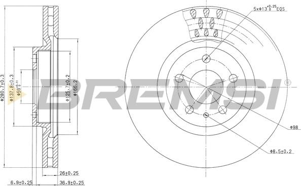 Bremsi CD6474V - Гальмівний диск avtolavka.club