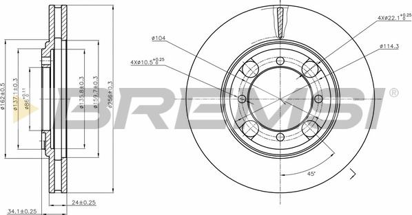 Bremsi CD6691V - Гальмівний диск avtolavka.club