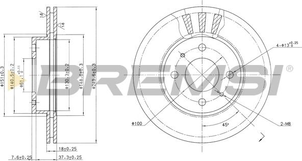 Bremsi CD6615V - Гальмівний диск avtolavka.club