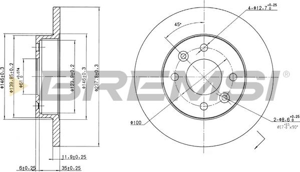 Bremsi CD6055S - Гальмівний диск avtolavka.club