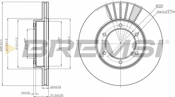 Bremsi CD6800V - Гальмівний диск avtolavka.club