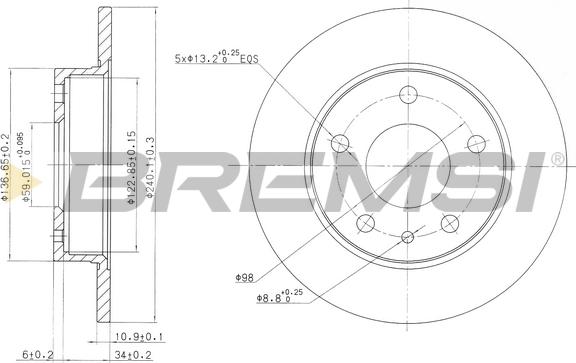 Bremsi CD6818S - Гальмівний диск avtolavka.club