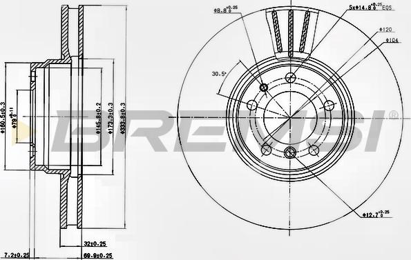 Bremsi CD6832V - Гальмівний диск avtolavka.club